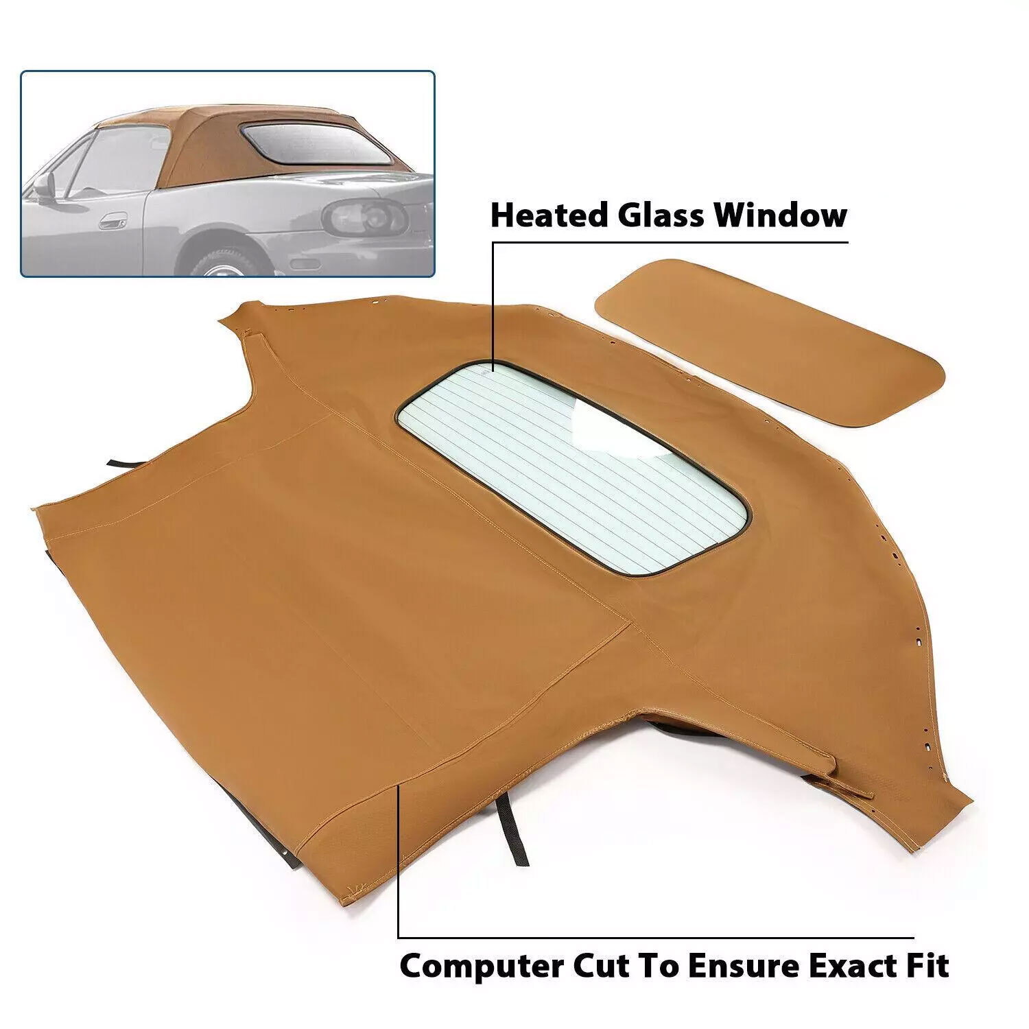 New Heated Glass Window & Soft Top For Mazda Miata 1990-2005 Convertible Tan