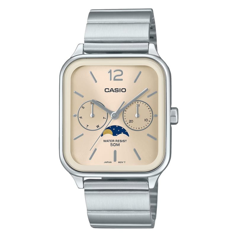 Casio Analog MTP-M305D-9AV Moonphase Quartz Men\'s Watch Stainless Steel