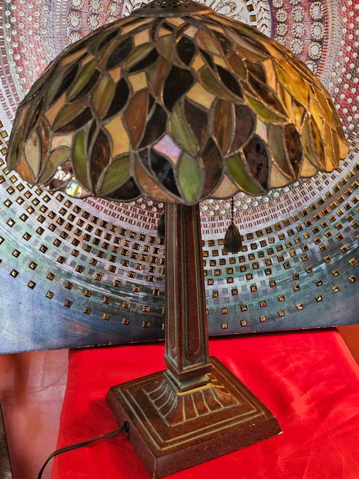 Vtg Quoizel Greenwood Tiffany-Style Table Lamps Vtg Quoizel Greenwood Tiffany-Style Table Lamps
