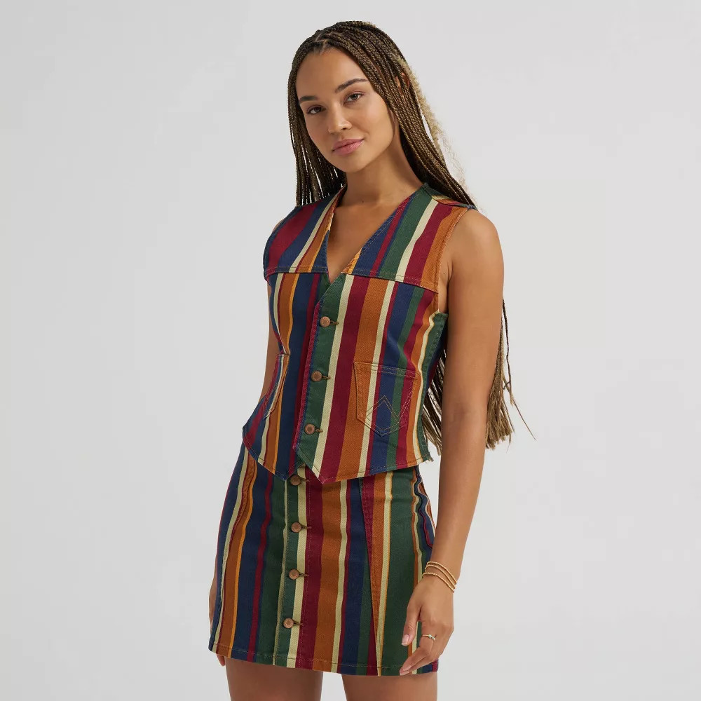 Wrangler Women\'s Western Bold Striped Vest - Multi M