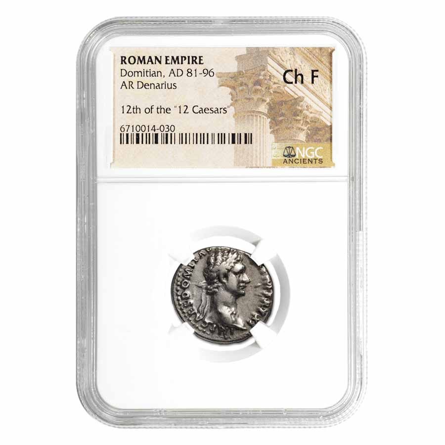 Roman Empire Denarius Domitian 81-96 AD Ch Fine NGC (Random Coin) Roman Empire Denarius Domitian 81-96 AD Ch Fine NGC (Random Coin)