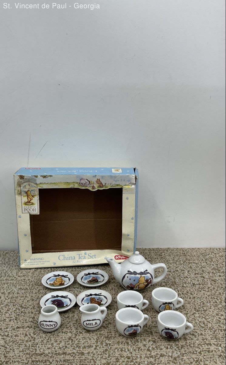 VTG Schylling Winnie the Pooh & Friends 12Pc Mini China Tea Set - Brand New Read