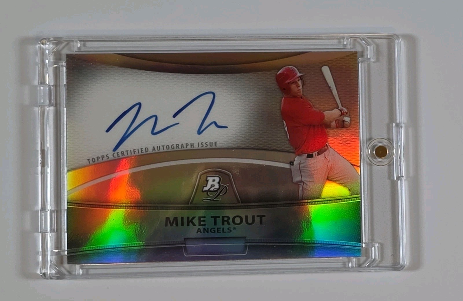 2010 Bowman Platinum - ON CARD Autograph Refractor Mike Trout #BPA-MT (AU, RC) 2010 Bowman Platinum - ON CARD Autograph Refractor Mike Trout #BPA-MT (AU, RC)