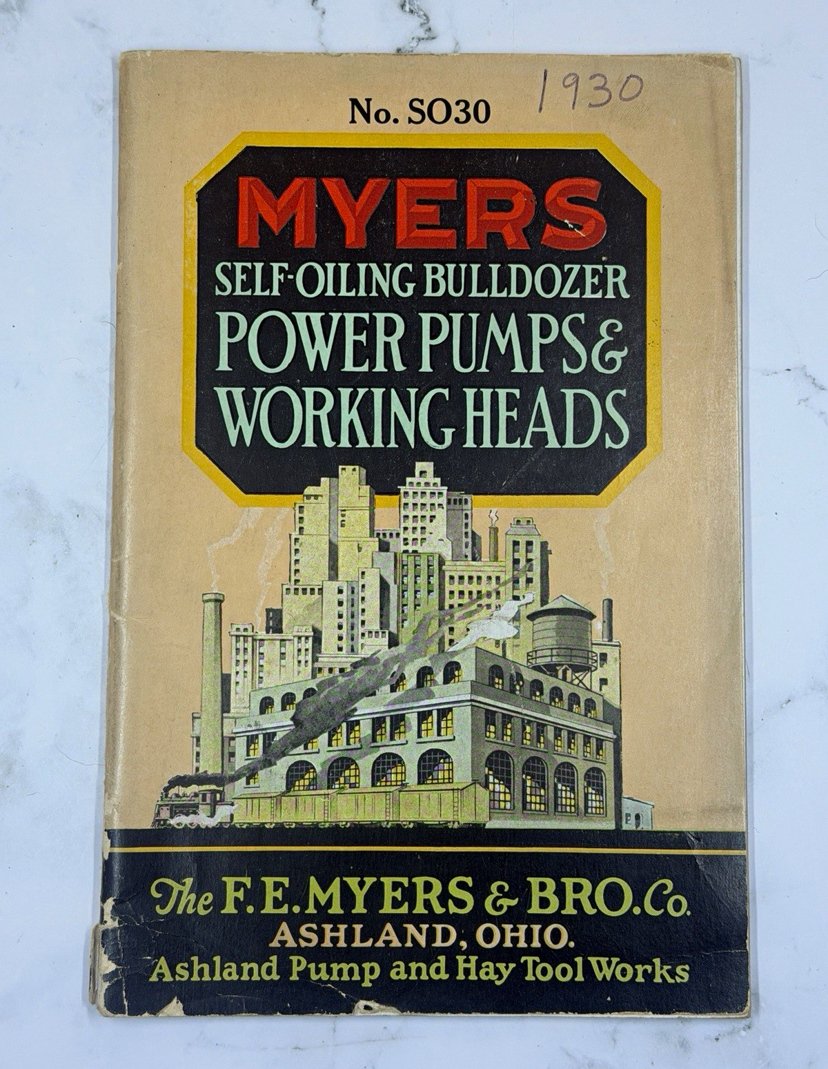 Antique 1930 F.E. Myers & Bro. Co. No. SO30 Pump Catalog Ashland Ohio, Original
