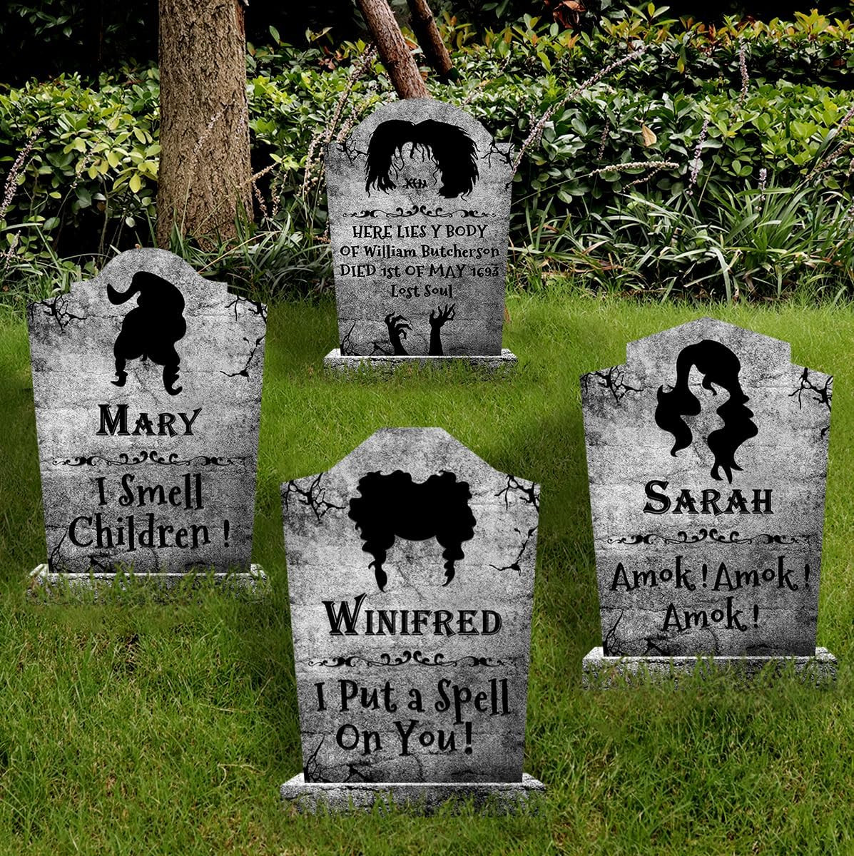 Halloween Decorations Outdoor Graveyard Tombstones:4 Pack Large Hocus Pocus Halloween Decorations Outdoor Graveyard Tombstones:4 Pack Large Hocus Pocus