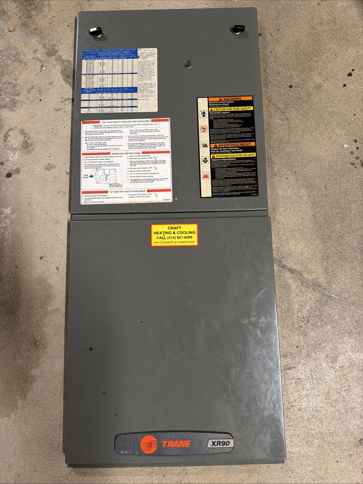 Trane XR90 Furnace Two Front Panels Trane XR90 Furnace Two Front Panels