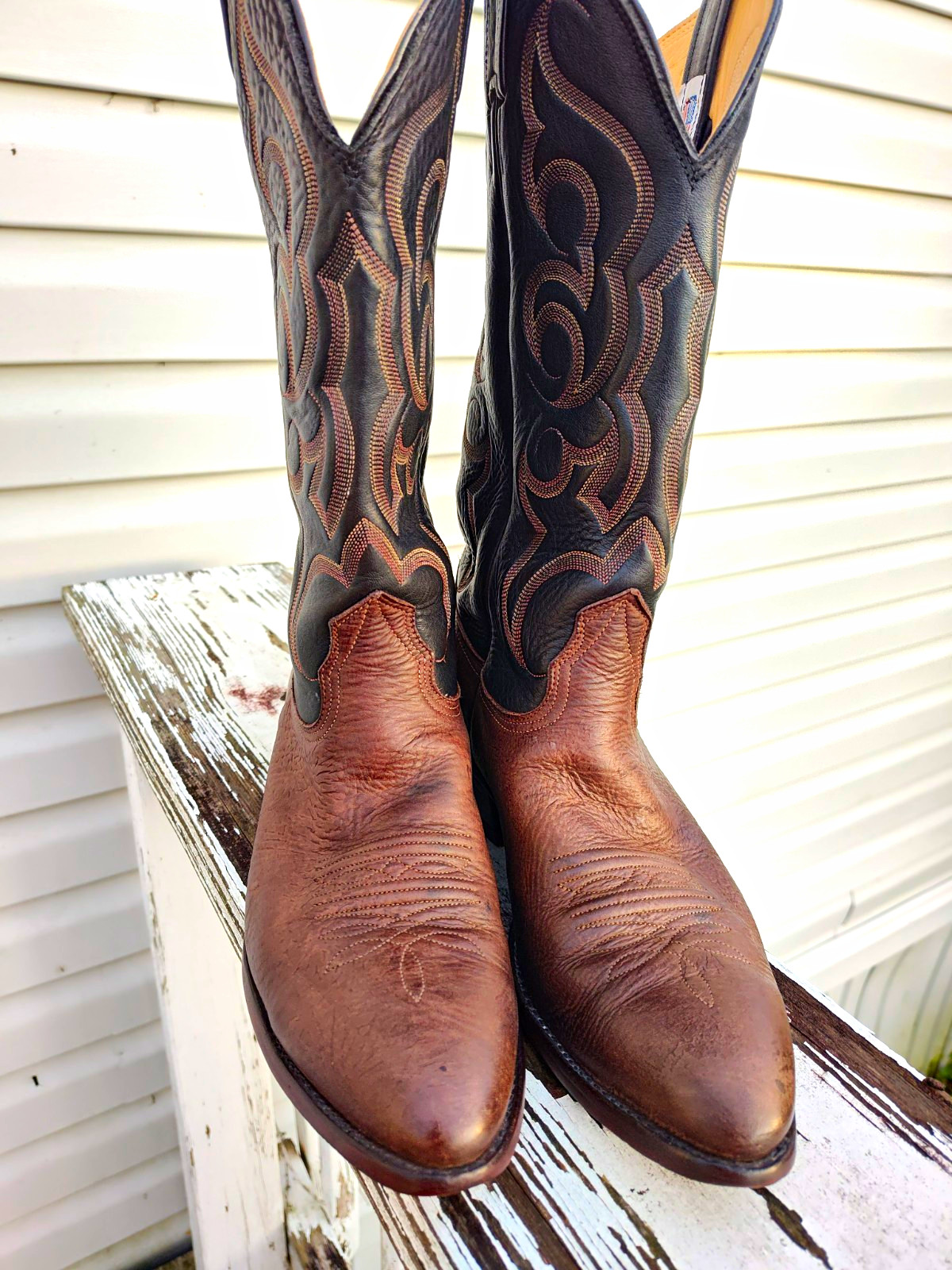 VTG Nocona Sueded Toro Leather Western Cowboy Boots, Men's US 10 D Style 6636