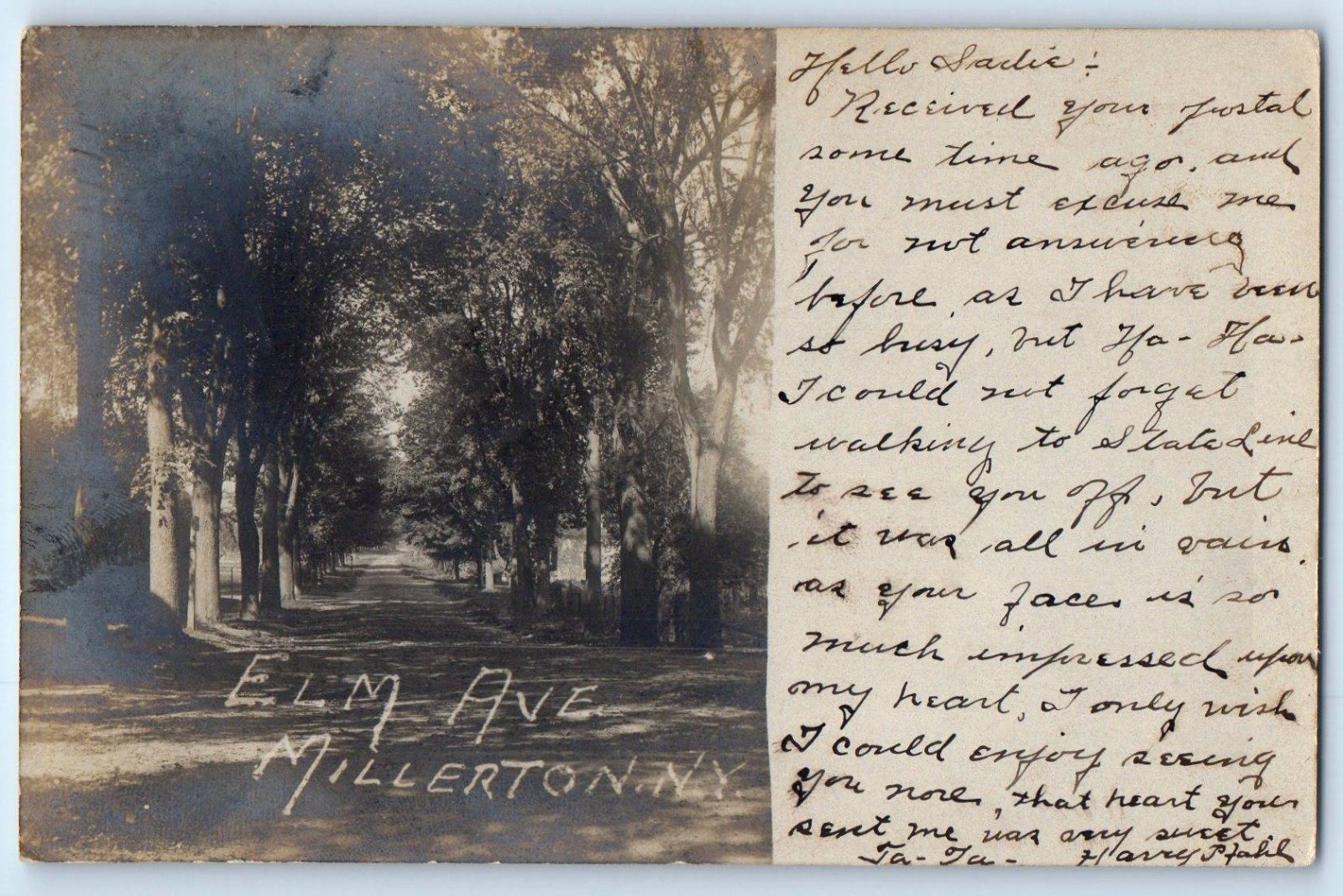 c1905 View Of Elm Avenue Millerton New York NY RPPC Photo Antique Postcard c1905 View Of Elm Avenue Millerton New York NY RPPC Photo Antique Postcard