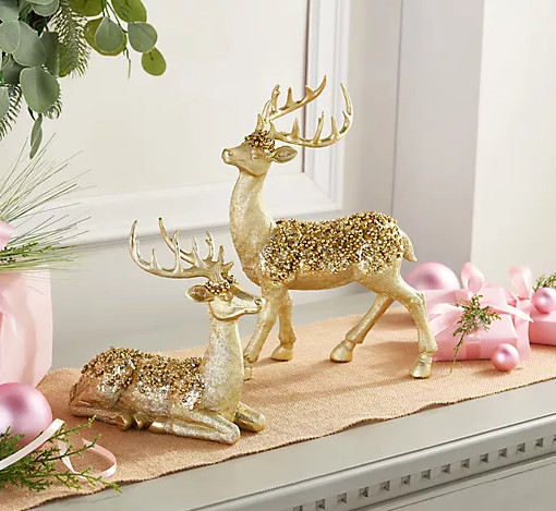 Simply Stunning Set of 2 Jeweled Reindeer by Janine Graff H230088 Simply Stunning Set of 2 Jeweled Reindeer by Janine Graff H230088