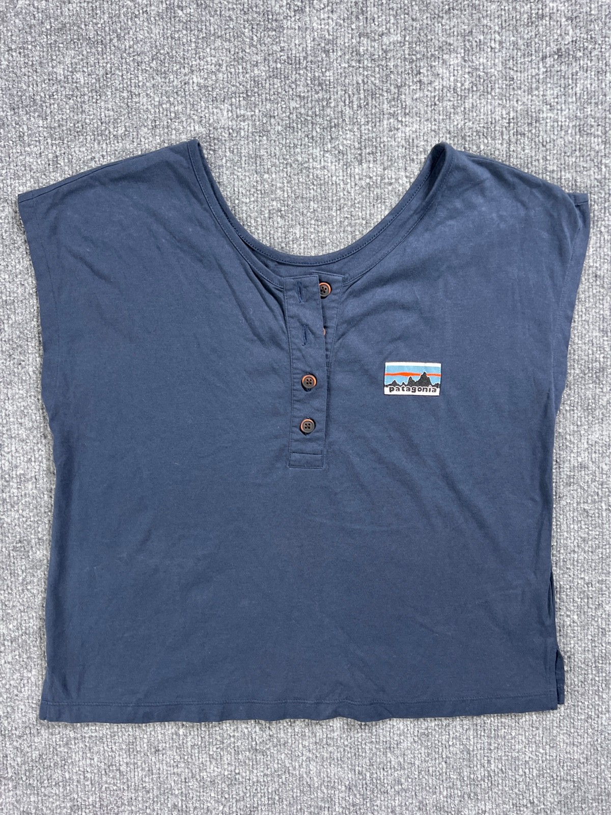 Patagonia Shirt Road to Regenerative Henley Navy Organic Cotton Womens Small