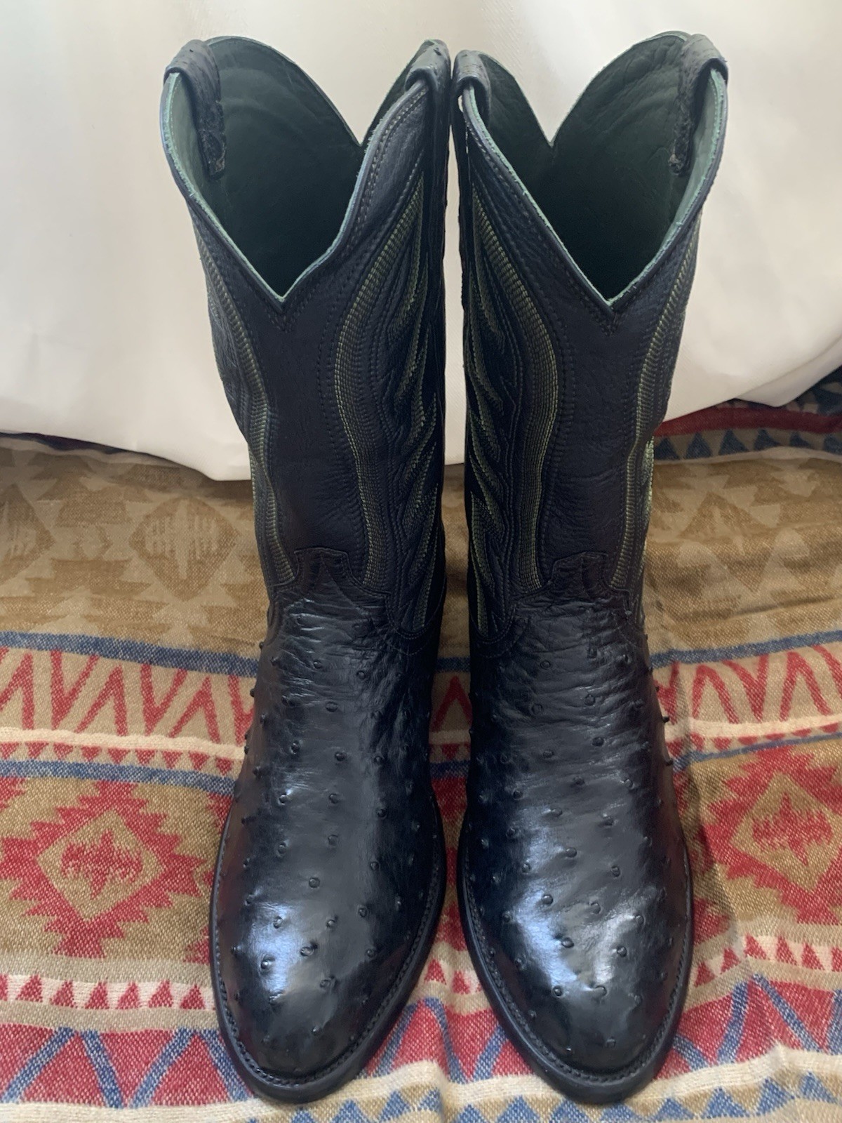 Tecovas Men\'s The Wyatt Black & Forest Green Ostrich Boots Tecovas Men\'s The Wyatt Black & Forest Green Ostrich Boots