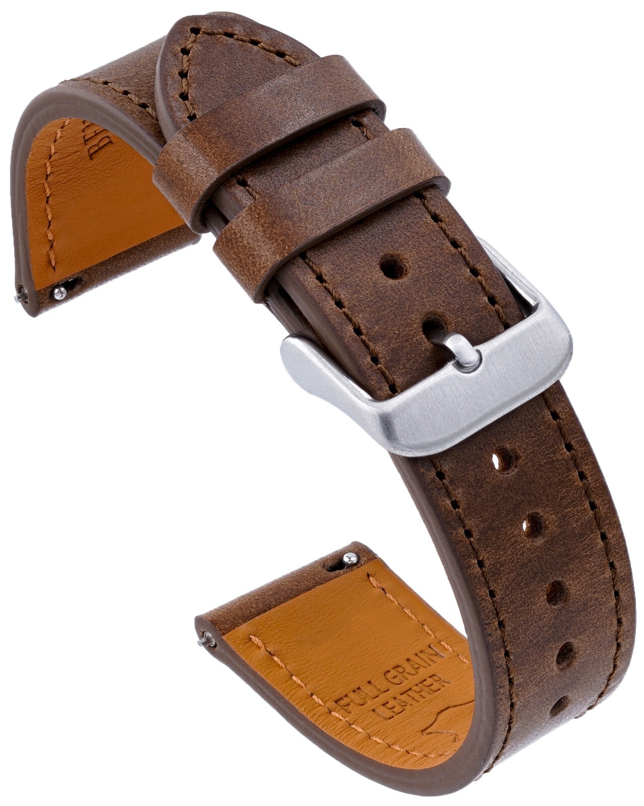 Italian Buttero Leather Watch Band - Dark Brown - 18mm, 20mm or 22mm