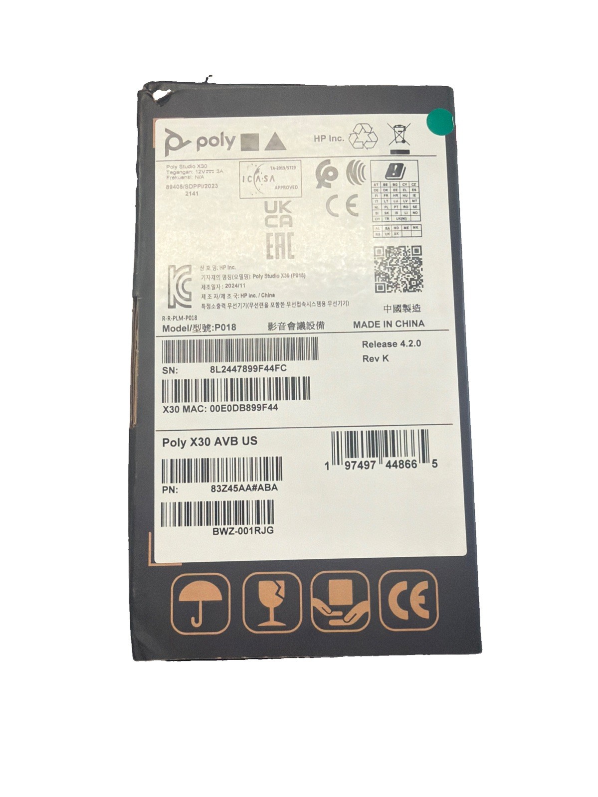 Poly Studio X30 Polycom 4K Video & Audio Bar 83Z45AA - NEW SEALED Poly Studio X30 Polycom 4K Video & Audio Bar 83Z45AA - NEW SEALED