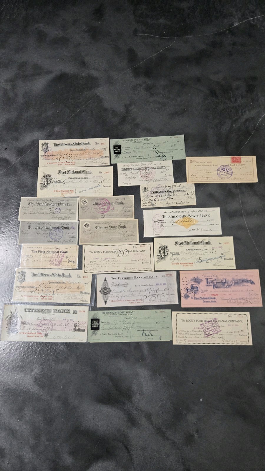 (20) 1890\'s-early 1900\'s Colorado Returned Cheques
