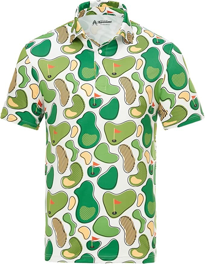 Men`s Royal and Awesome Green Golf Shirt Dance Floors Performance Polo S – XXL