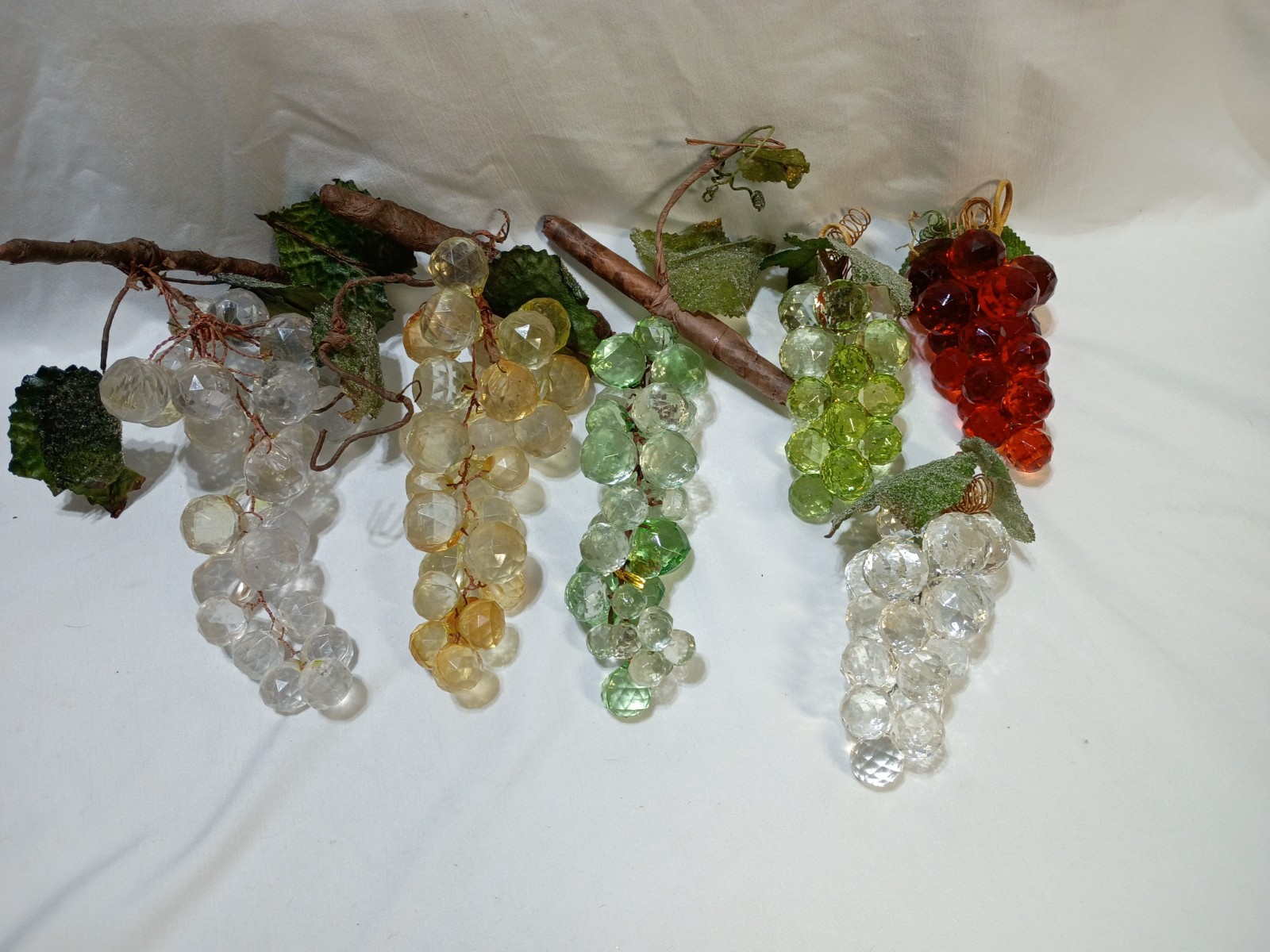 Vintage Lucite Faceted Grape Clusters, Lot of 6 MCM Acrylic Grapes Vintage Lucite Faceted Grape Clusters, Lot of 6 MCM Acrylic Grapes