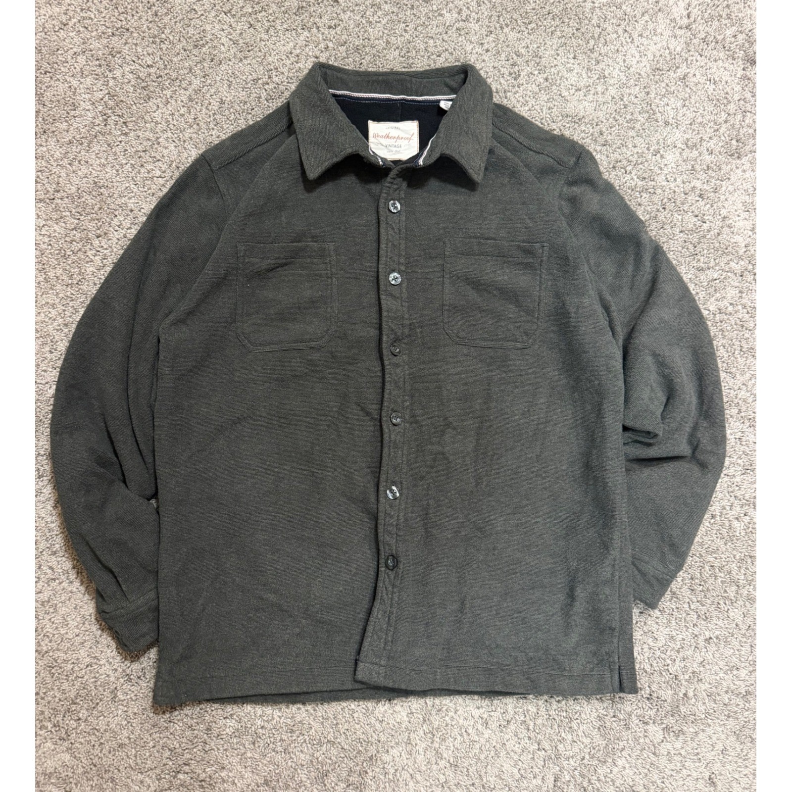 Weatherproof Vintage Mens Large Charcoal Gray Knit Fleece Lined Button Down Weatherproof Vintage Mens Large Charcoal Gray Knit Fleece Lined Button Down