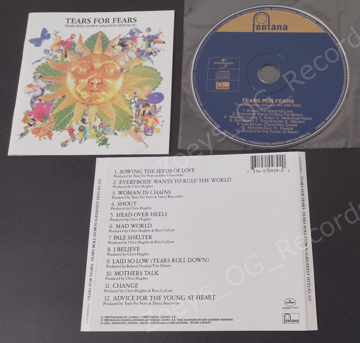 (Import CD) Tears For Fears Tears Roll Down 1998 South America Press Hits Rare