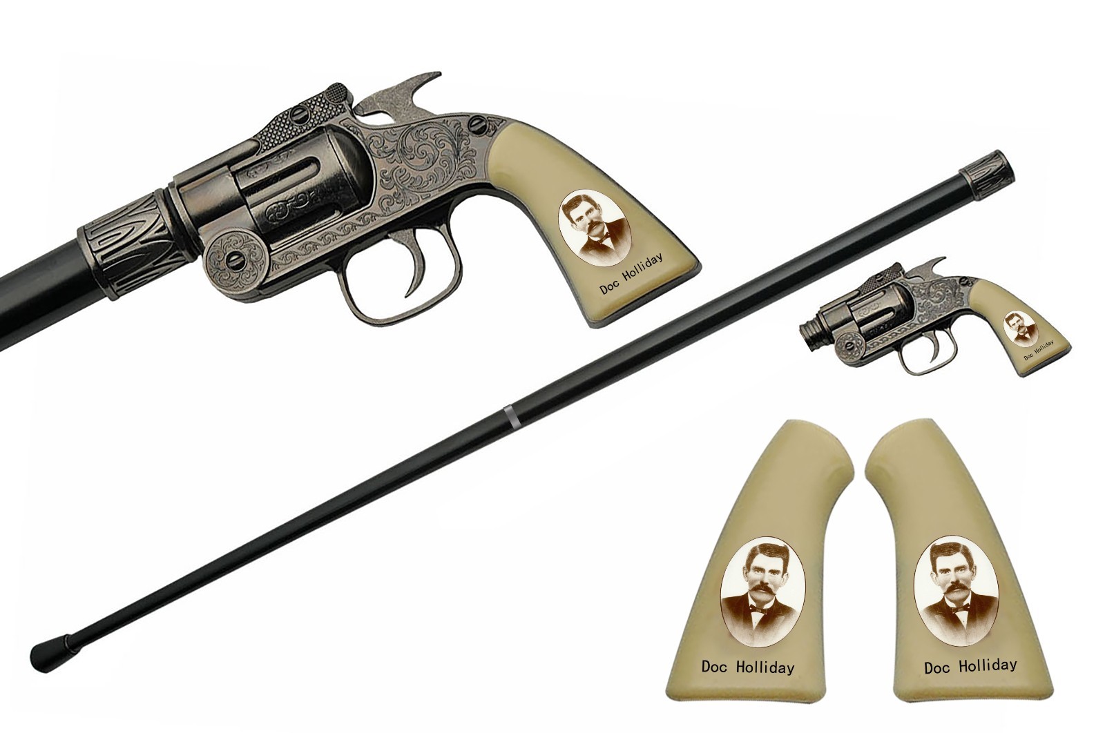 Doc Holliday Revolver Handle Walking Cane 36