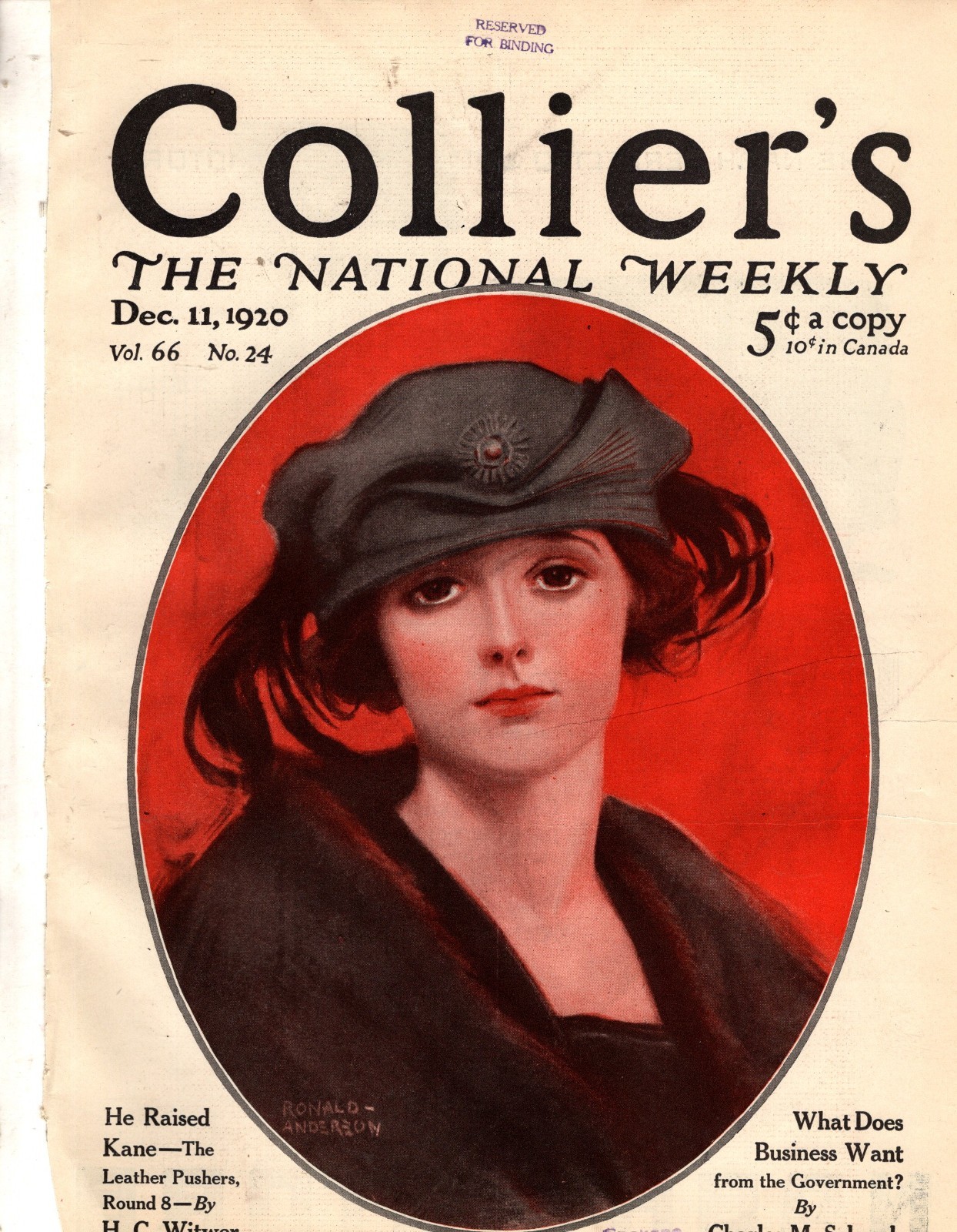 1920 Colliers December 11, 1920 -Ronald Anderson; Charles M Schwab; Ruth Findlay