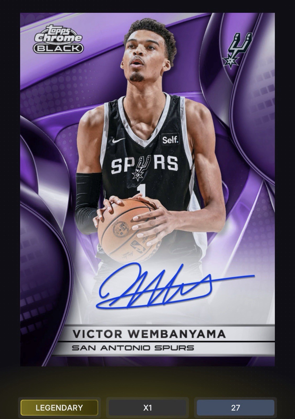 DIGITAL Topps Victor Wembanyama Purple Auto Legendary /75 Spurs Chrome Black 26