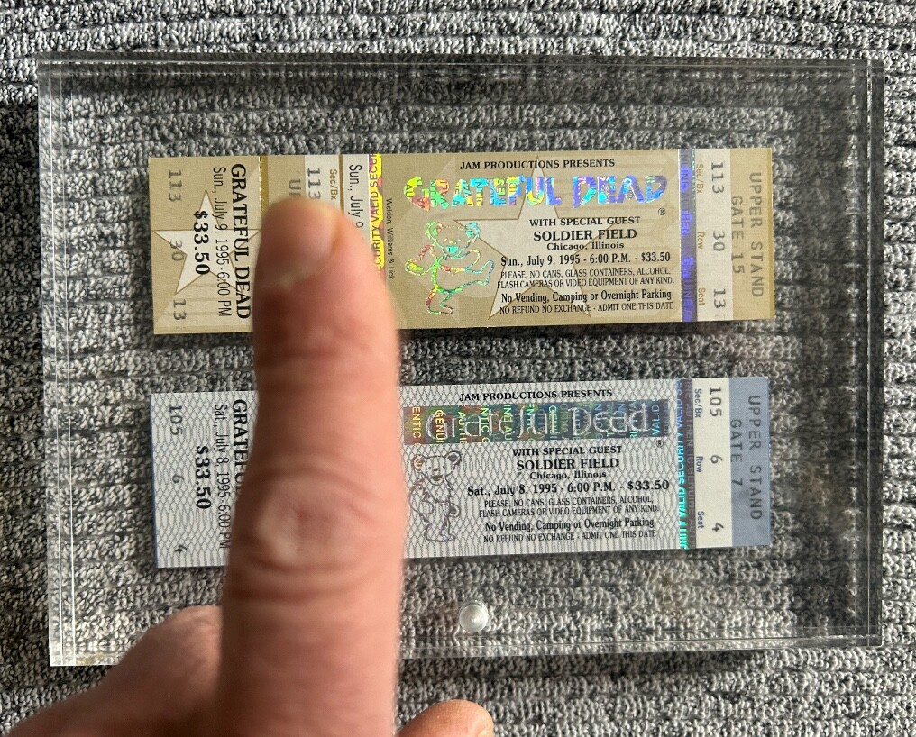 Grateful Dead Jerry Garcia’s last show unused ticket stub Grateful Dead Jerry Garcia’s last show unused ticket stub