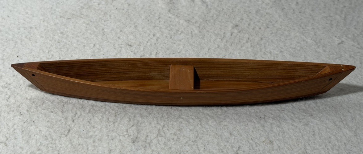 TW Ellerson Wooden Canoe Model Signed Handcrafted Rustic Cabin Nautical Decor