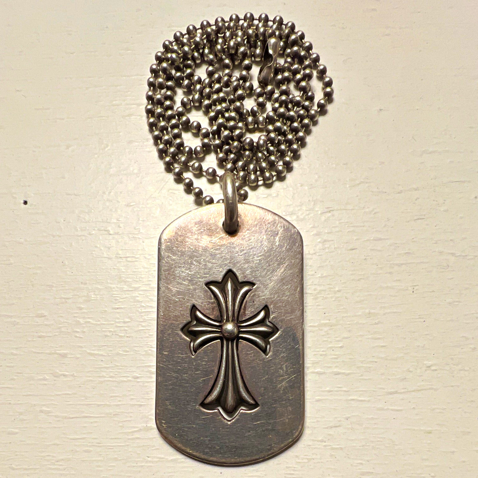 Chrome Hearts Silver Signed Cross Dog Tag Pendant Necklace 925 1998 Chrome Hearts Silver Signed Cross Dog Tag Pendant Necklace 925 1998