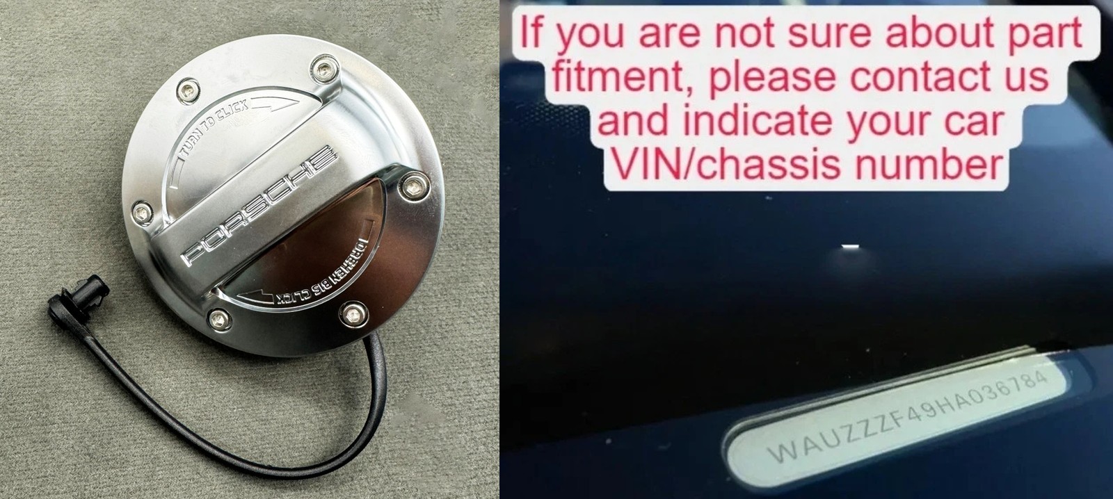 Aluminum Look Gas Cap Fuel Cap (Plastic material) For Porsche 911 OE#00004400191