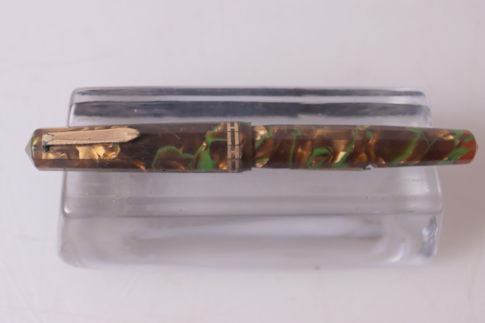 Eversharp Fountain Pen Flexible 2 Nib Vintage Marbled Celluloid Gold Trim USA