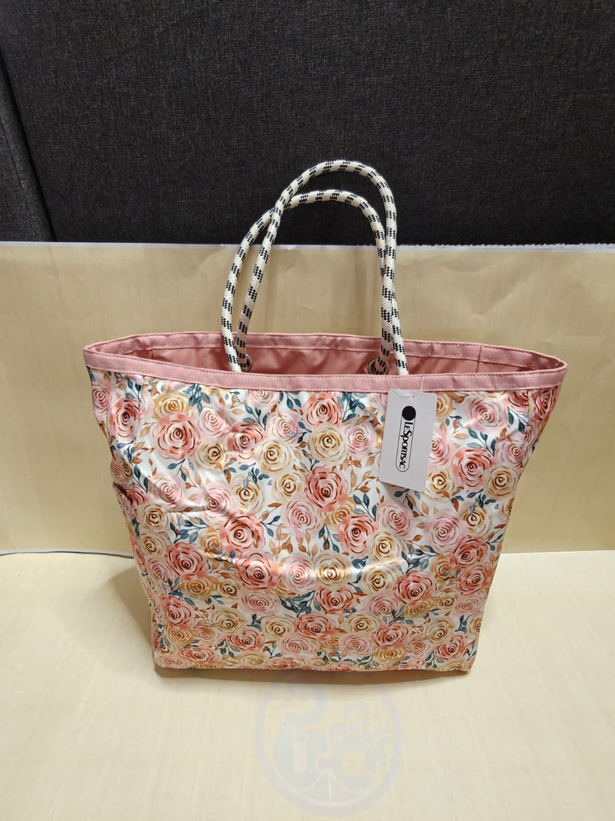 US STOCK & SHIP LeSportsac two-way Tote L (pink rose) STL
