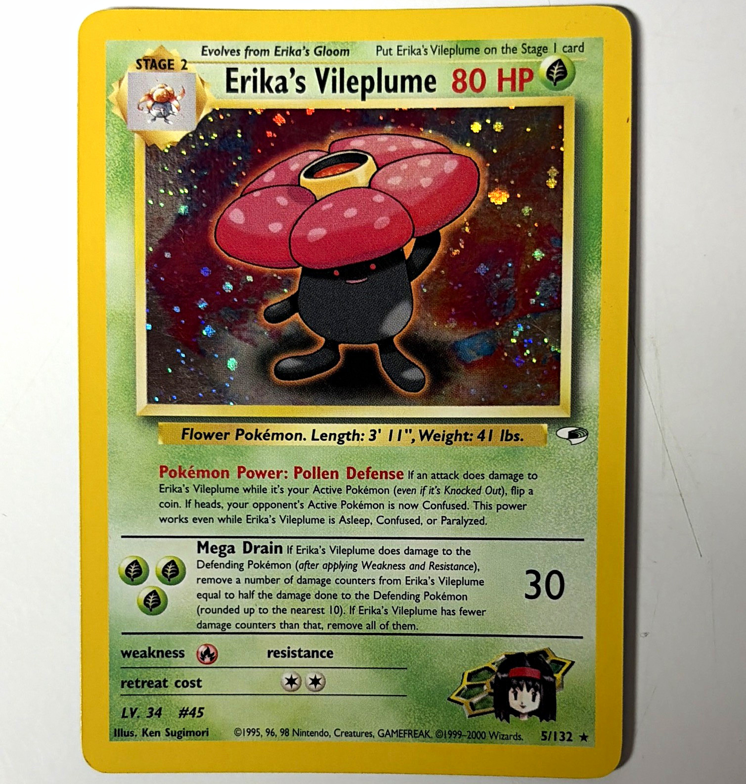 Pokemon TCG Gym Heroes Unlimited Holo Rare Erika\'s Vileplume 005/132
