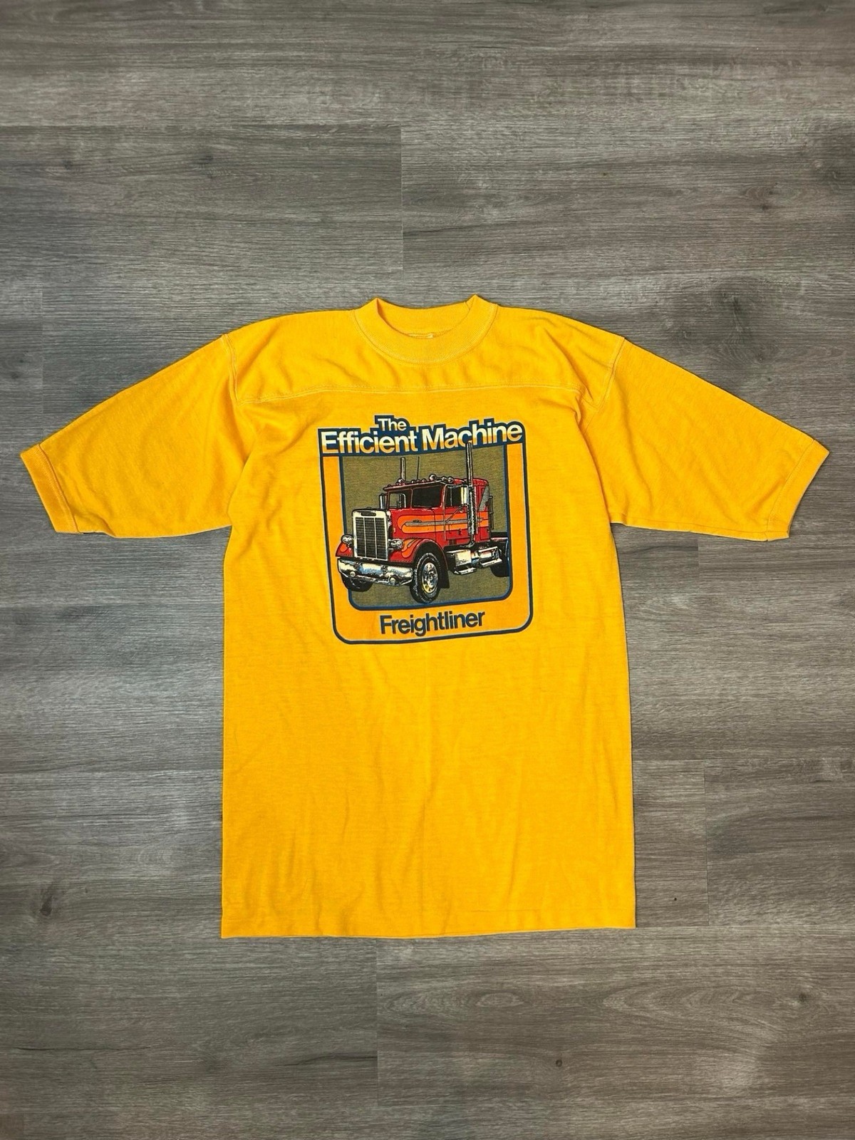 Rare Vintage 80s Graphic truck tee T-Shirt Sport-T by Stedman Yellow, Large