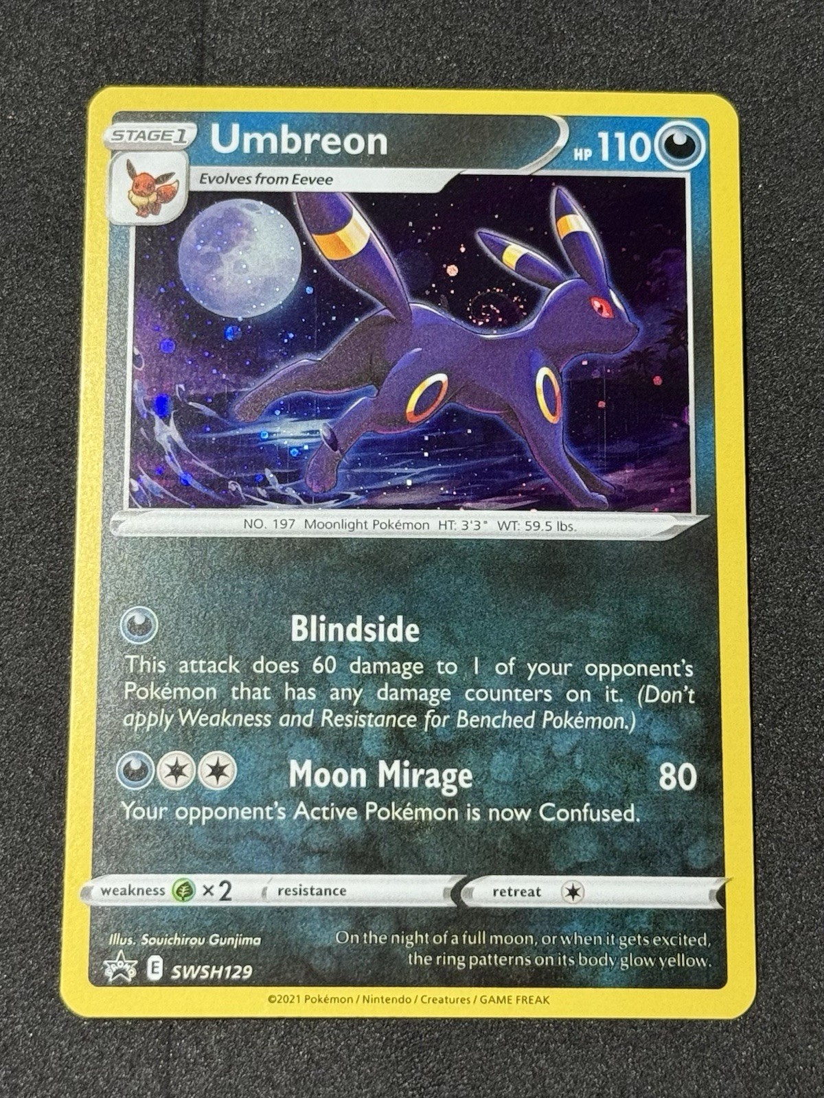 Umbreon Pokémon SWSH129: Cosmo Holo Promo Galaxy Swirl NM 🌀 Umbreon Pokémon SWSH129: Cosmo Holo Promo Galaxy Swirl NM 🌀