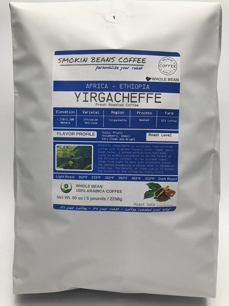 8oz/5lb - Ethiopia Yirgacheffe – African – Premium Fresh Roasted To Order Coffee
