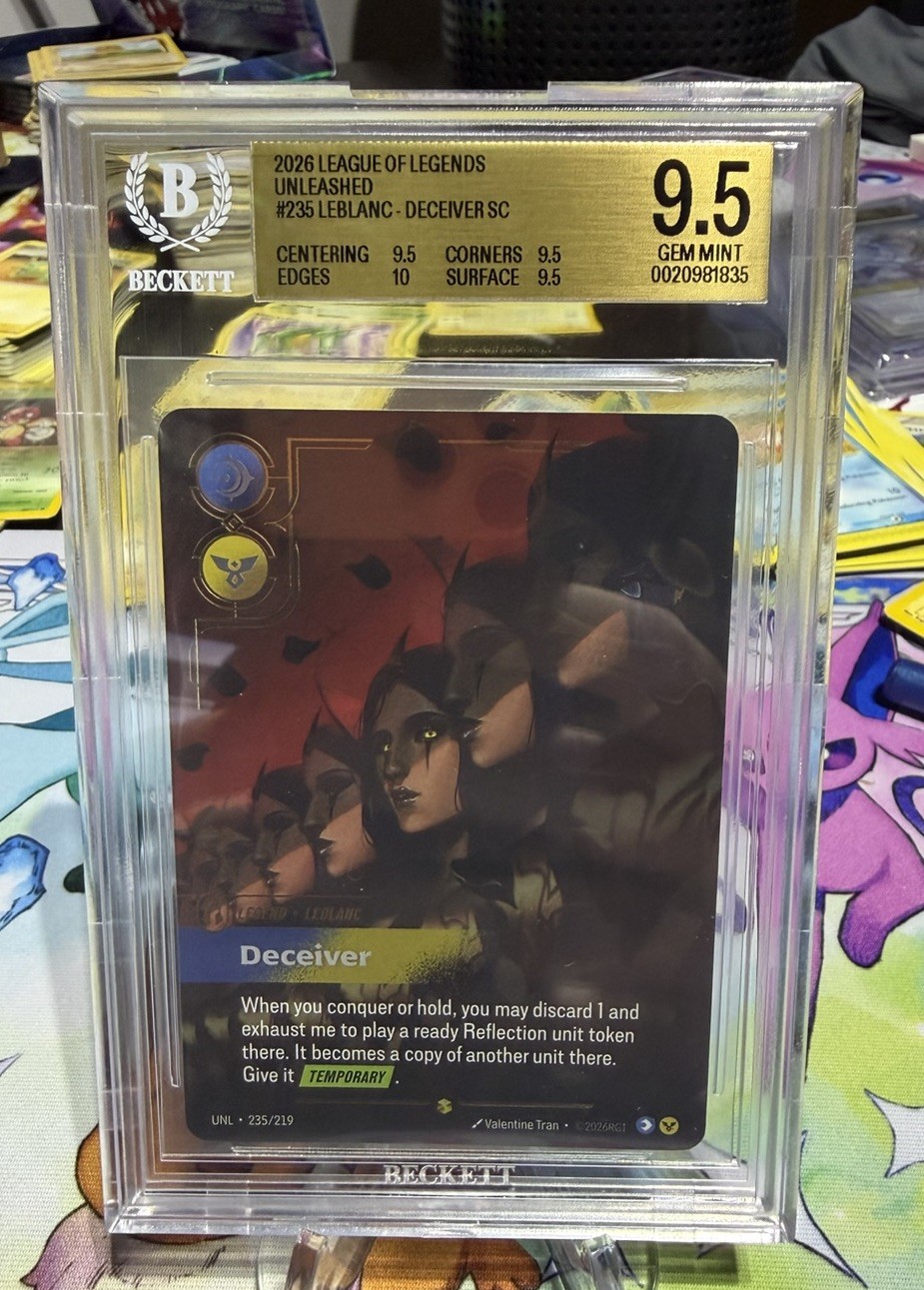 2026 RIFTBOUND UNLEASHED OVERNUMBER #235 LEBLANC DECEIVER BGS 9.5 GEM MINT 2026 RIFTBOUND UNLEASHED OVERNUMBER #235 LEBLANC DECEIVER BGS 9.5 GEM MINT