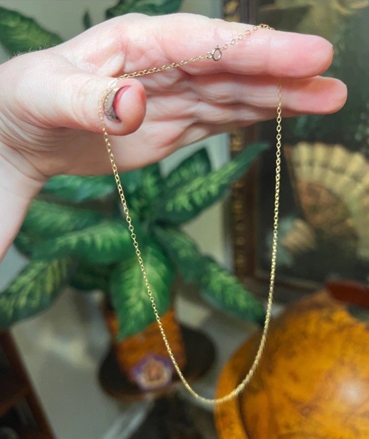 Vintage 14k Solid Yellow Gold 585 Dainty Loup Chain Sparkly Necklace 17” Gift Vintage 14k Solid Yellow Gold 585 Dainty Loup Chain Sparkly Necklace 17” Gift