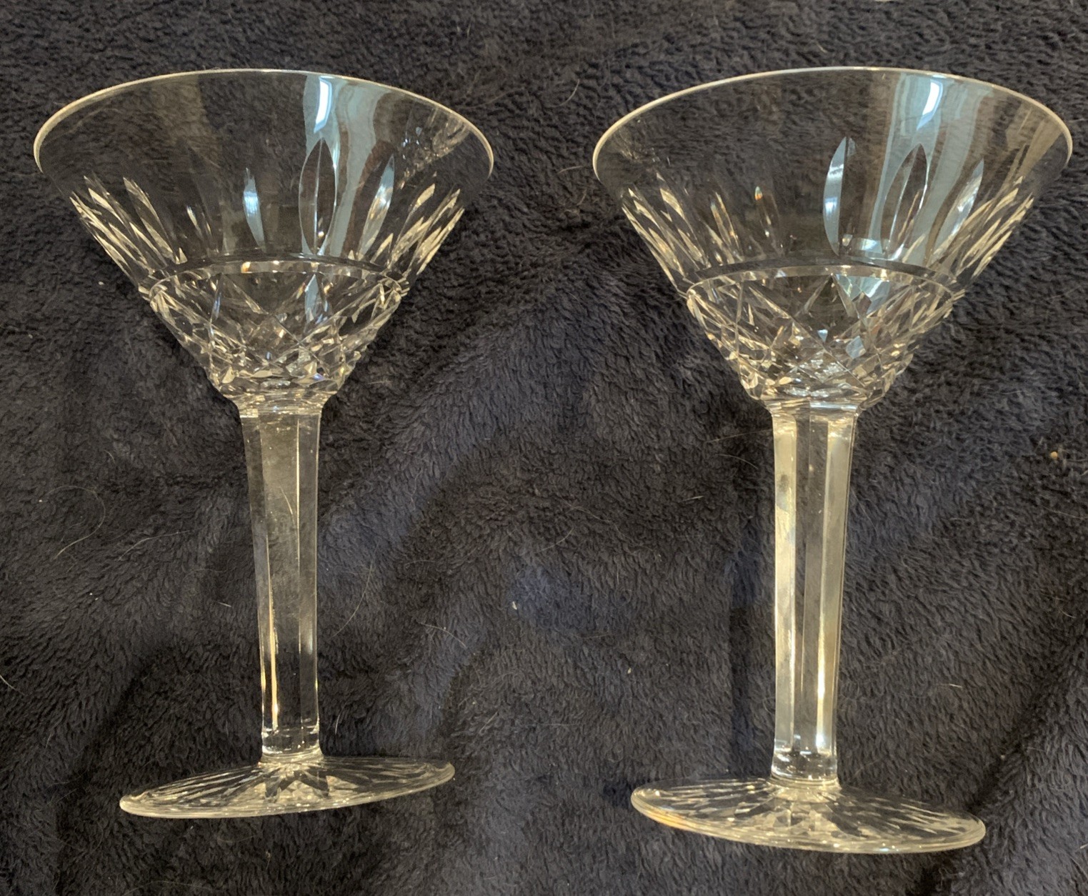 Set of 2 Waterford Crystal Lismore Martini Glasses 6 1/8\ Set of 2 Waterford Crystal Lismore Martini Glasses 6 1/8\