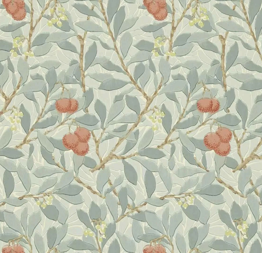 1 roll Morris and Co Arbutus Wallpaper Blue/Pink a.k.a. Slate/Russet DJA1A7102 1 roll Morris and Co Arbutus Wallpaper Blue/Pink a.k.a. Slate/Russet DJA1A7102