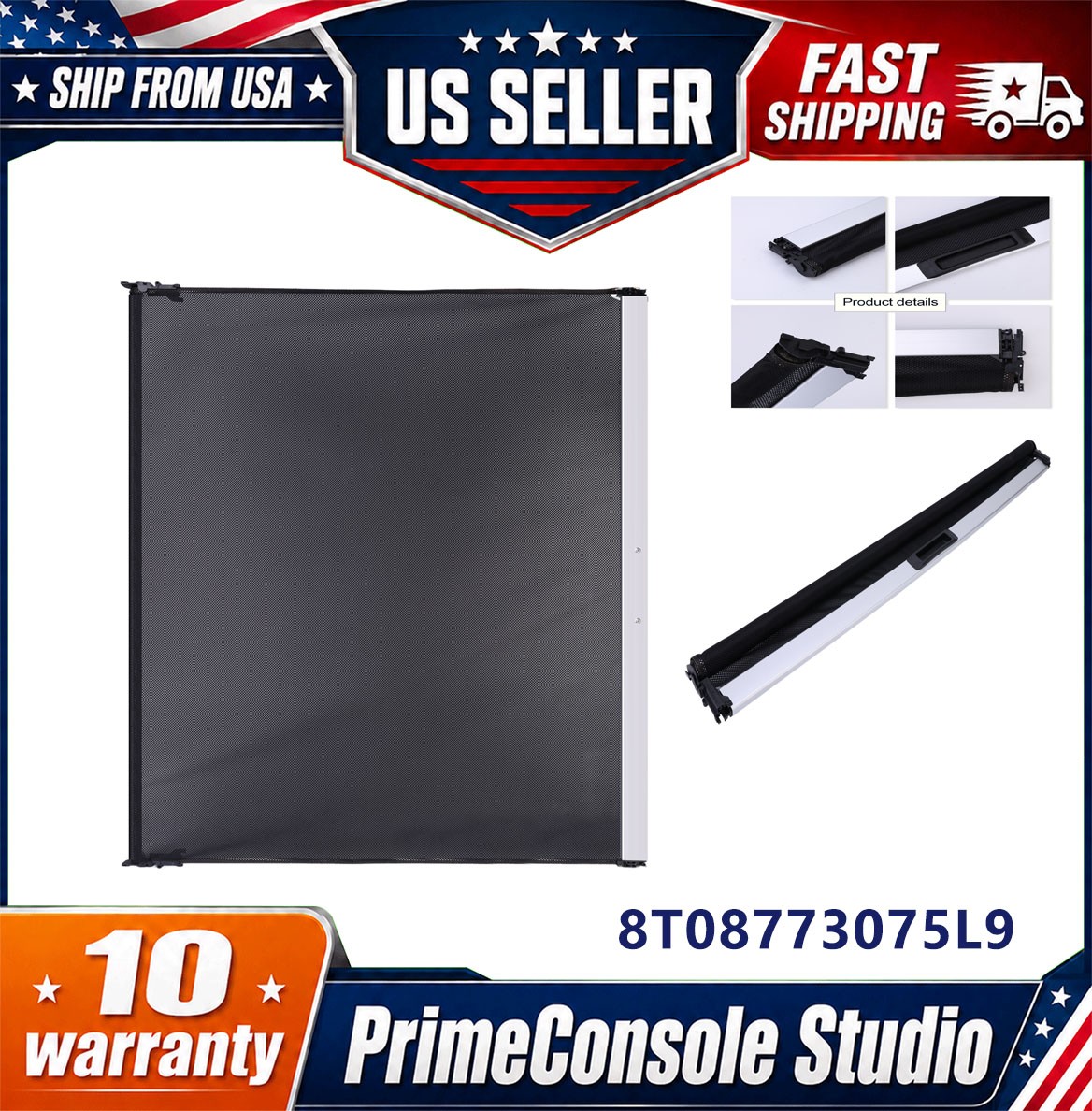 Panoramic Skylight Sunshade Curtain Assembly Black For Audi A5 S5 8T08773075L9