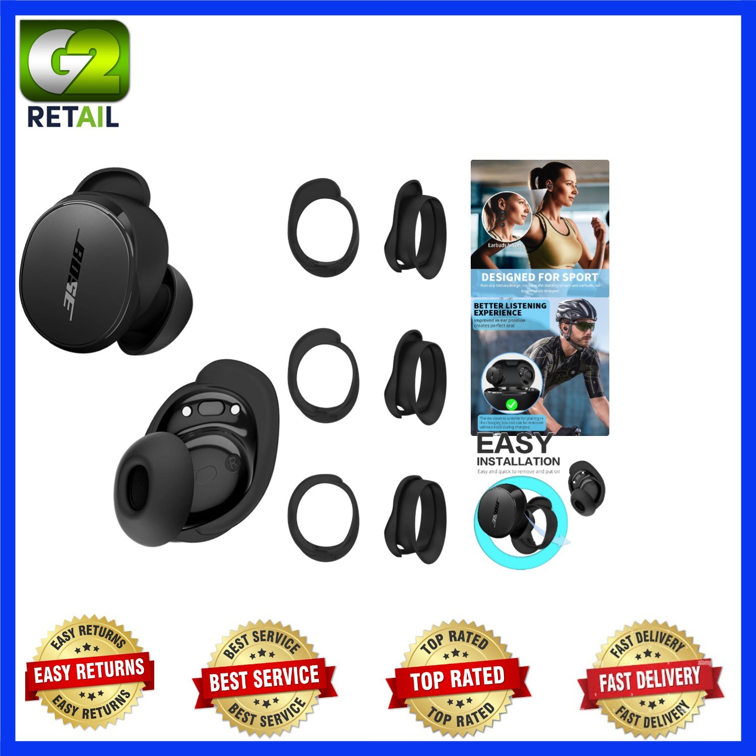 [3 Pairs] Ear Tips Covers for New Bose QuietComfort Earbuds, Sport Anti-Slip