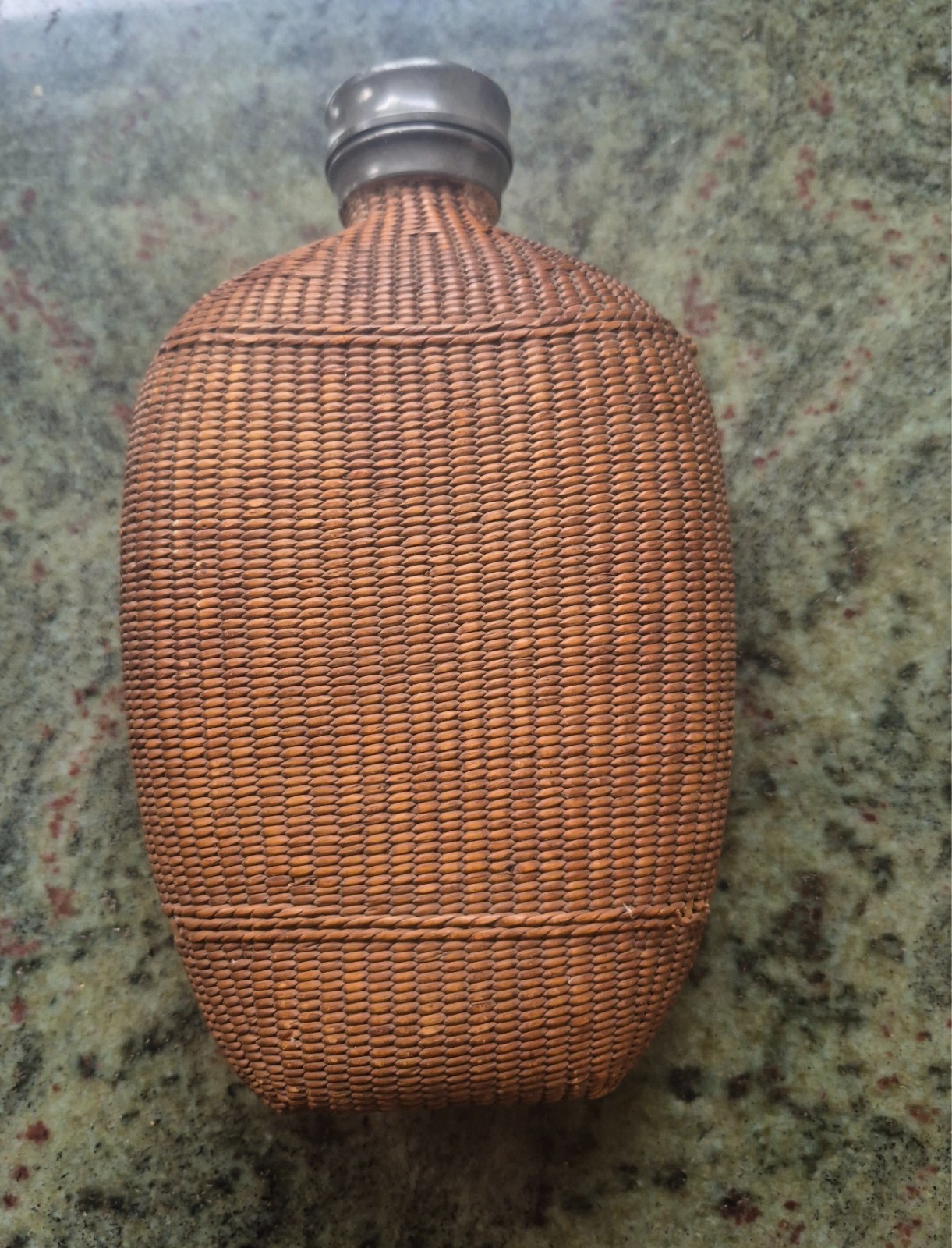 antique WW1 wicker covered officers flask basket flask antique WW1 wicker covered officers flask basket flask