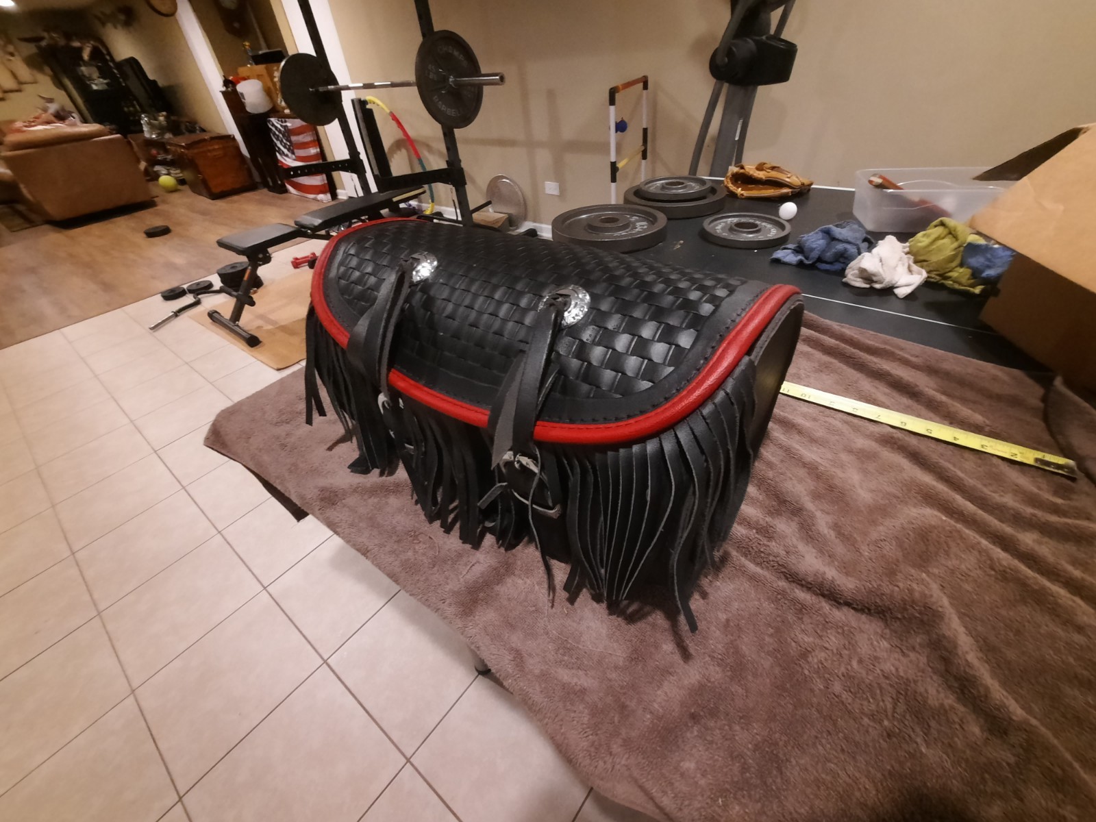 Rare OEM Harley-Davidson FLSTS Heritage Springer Leather Luggage Rack Bag - RED Rare OEM Harley-Davidson FLSTS Heritage Springer Leather Luggage Rack Bag - RED