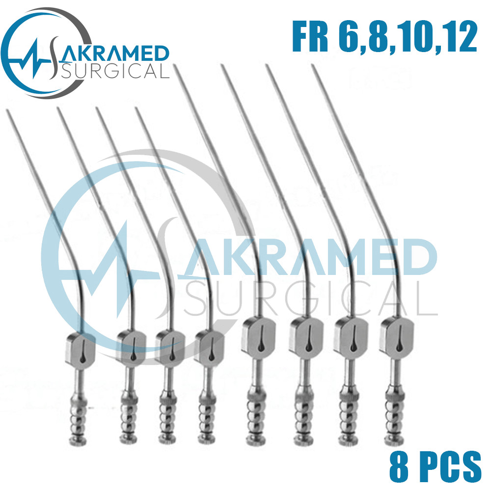 Fukushima Teardrop Suction Tube Fr 6,8,10,12 Medium & Large 8 PCs Set Surgical S