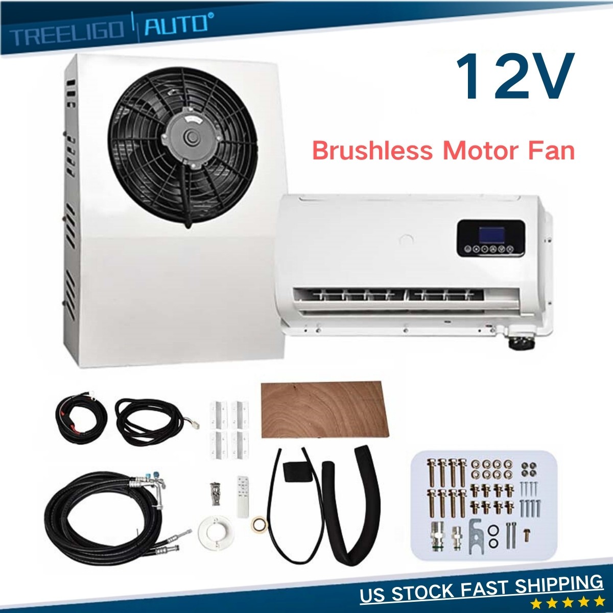 12V Air Conditioner 12000BTU Mini Split A/C Kit Brushless Motor For Cab Truck RV