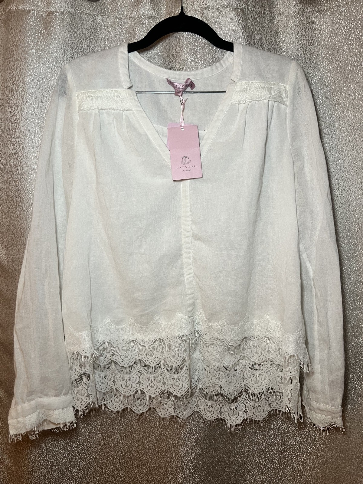 NWT Calypso St. Barth White Blouse Size Small