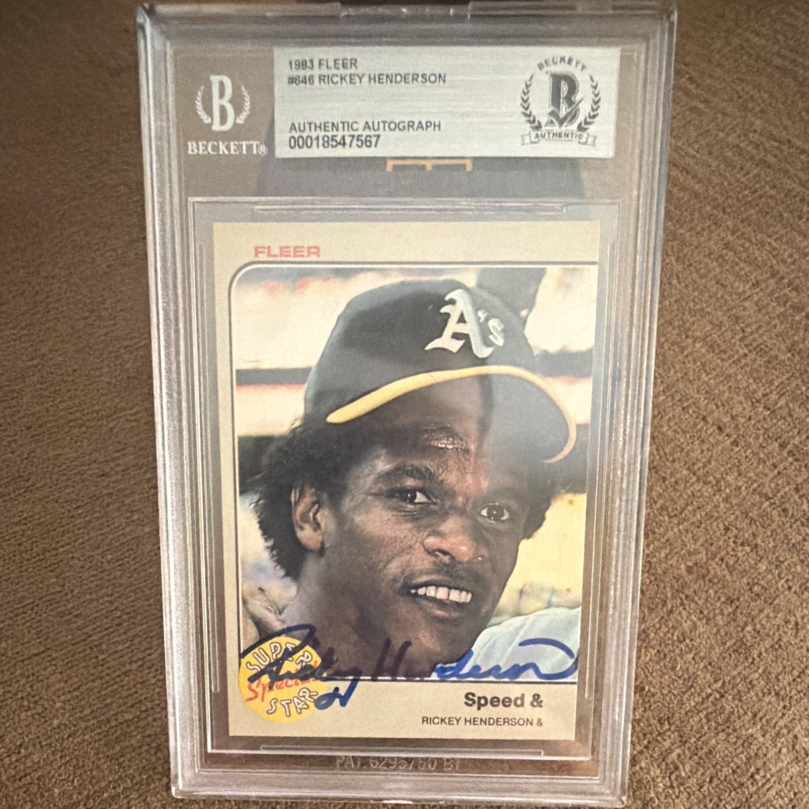 1983 Fleer - Rickey Henderson #646 AUTOGRAPHED Beckett Certified HOF Oakland A 1983 Fleer - Rickey Henderson #646 AUTOGRAPHED Beckett Certified HOF Oakland A