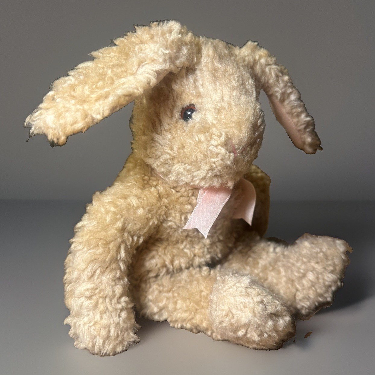 Vintage 1992 Ty Classic Baby Curly Bunny Rabbit Tan Plush 12 Vintage 1992 Ty Classic Baby Curly Bunny Rabbit Tan Plush 12
