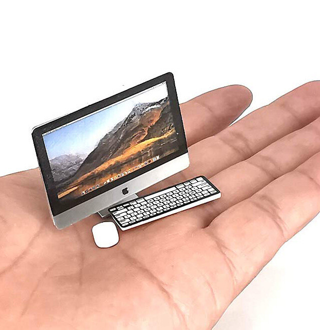1:6/1:12 Dollhouse Miniature 3Pc Set Desktop Computer Keyboard Mouse Accessory 