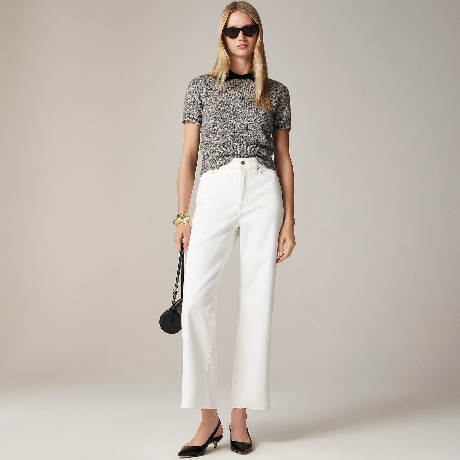 NWT J. CREW \'96 Slim Wide Jeans Retro Raw Hems Solid White Preppy Frayed 31